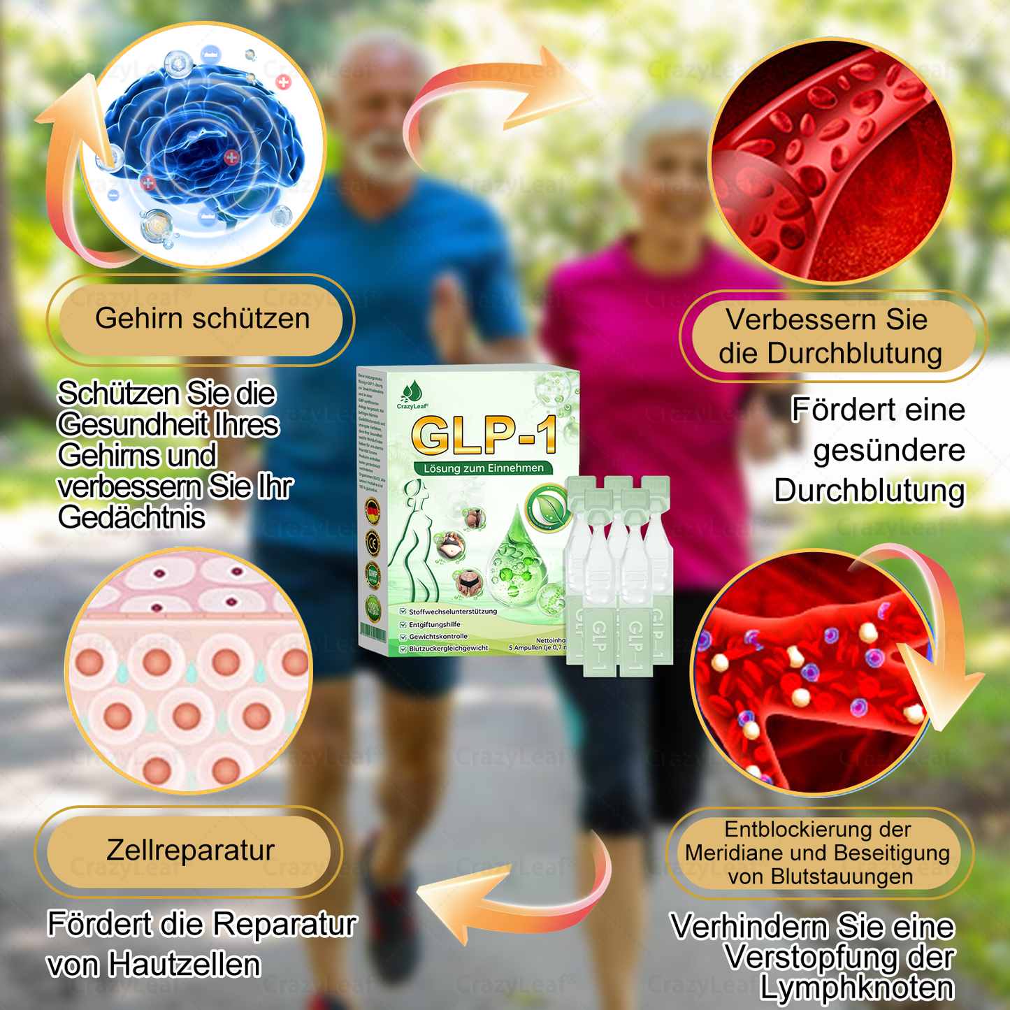 CrazyLeaf® GLP-1 Lösung zum Einnehmen 🍀 Nur 1x pro Woche, erste Veränderungen in 7 Tagen sichtbar ✅ Für Adipositas, Herz-Kreislauf, Diabetes, Schlafapnoe, Gelenke und mehr 🍀
