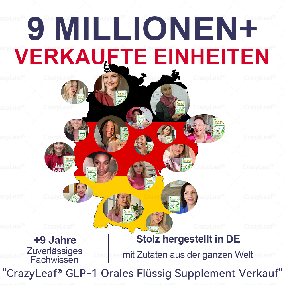 CrazyLeaf® GLP-1 Lösung zum Einnehmen 🍀 Nur 1x pro Woche, erste Veränderungen in 7 Tagen sichtbar ✅ Für Adipositas, Herz-Kreislauf, Diabetes, Schlafapnoe, Gelenke und mehr 🍀
