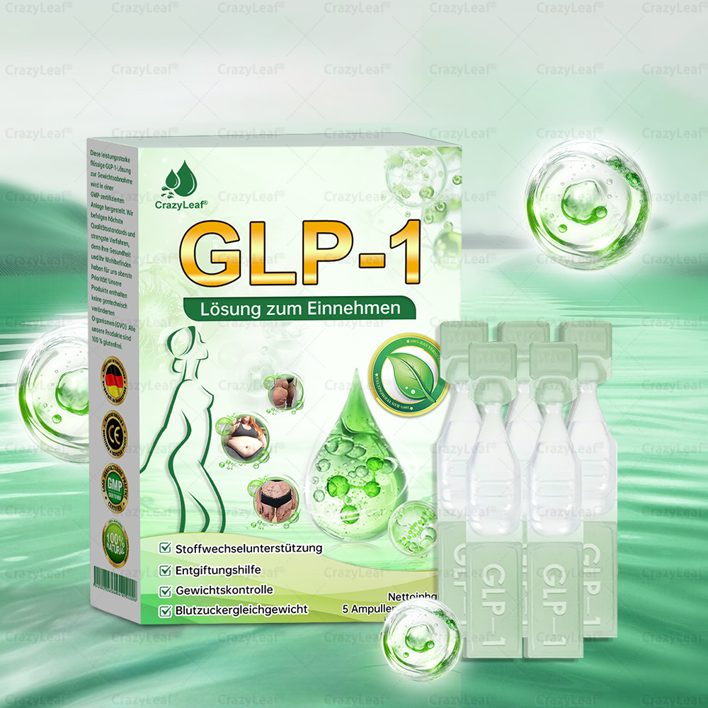 CrazyLeaf® GLP-1 Lösung zum Einnehmen 🍀 Nur 1x pro Woche, erste Veränderungen in 7 Tagen sichtbar ✅ Für Adipositas, Herz-Kreislauf, Diabetes, Schlafapnoe, Gelenke und mehr 🍀