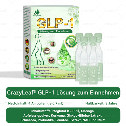 CrazyLeaf® GLP-1 Lösung zum Einnehmen 🍀 Nur 1x pro Woche, erste Veränderungen in 7 Tagen sichtbar ✅ Für Adipositas, Herz-Kreislauf, Diabetes, Schlafapnoe, Gelenke und mehr 🍀