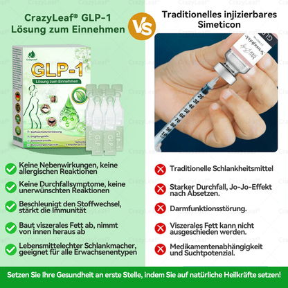 CrazyLeaf® GLP-1 Lösung zum Einnehmen 🍀 Nur 1x pro Woche, erste Veränderungen in 7 Tagen sichtbar ✅ Für Adipositas, Herz-Kreislauf, Diabetes, Schlafapnoe, Gelenke und mehr 🍀